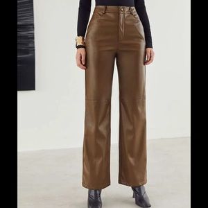 Brown Leather Palazzo Pants